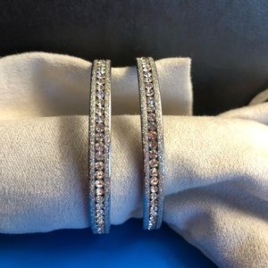 Stainless steel hoop earrings with CZs